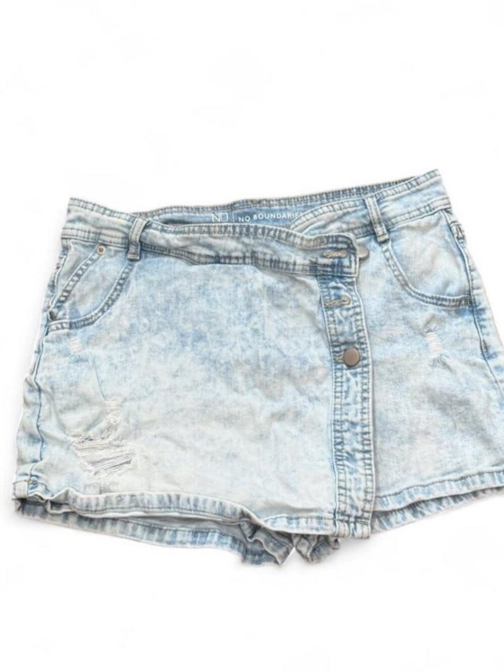 No Boundaries White Wash Denim Wrap Skort Juniors Size 9